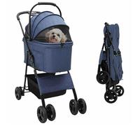 vidaXL Poussette pour chien et chat pliable bleue 4 roues frein de sécurité 81×47×99 cm