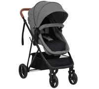 Poussette pour bébé 2 en 1 Gris clair et noir Acier