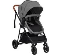Vidaxl Poussette Pour Bébé 2-En-1 Gris Clair Et Noir Acier
