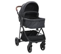 Poussette pour Bébé 2-en-1 Gris Clair et Noir Acier Landau Tout-petit vidaXL