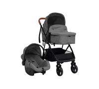 Poussette pour bébé 3 en 1 Gris clair et noir Acier