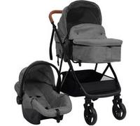 Poussette pour bébé 3 en 1 Gris clair et noir Acier gris clair et noir