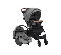vidaXL Poussette pour bébé 3-en-1 Gris clair Acier