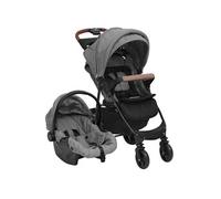 Vidaxl Poussette Pour Bébé 3-En-1 Gris Clair Acier
