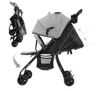 Poussette pour Bébé Pliable d'une Seule Main avec Dossier Réglable, Poussette Canne avec Capote, Panier de Rangement pour les Tout-Petits de 0 à 2 Ans Pesant jusqu'à 10 kg (Gris)
