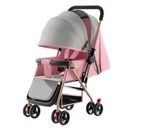 Poussette Pour Bébé - Poussette Pour Tout-petit Avec Chancelière, Habillage Pluie, Porte-gobelet Et Grand Espace De Rangement, Nouveau-né Avec Grandes Roues(Pink)