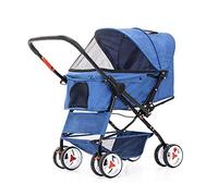 Poussette pour chat/chien bon marché, facile à plier à une main, 4 roues pour chiens de taille moyenne et petite, poignée de poussée réversible, poussette pour animal domestique, chiot et chaton (ro
