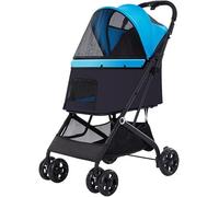 Poussette pour chat/chien facile à plier d'une seule main - Parfait pour les chiens de taille moyenne - Cockpit extensible - Poignée réversible - Sac de transport pour animal domestique et poussette