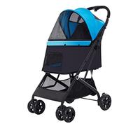 Poussette pour chat/chien facile à plier d'une seule main, poussette pour chien pour chiens de taille moyenne et petite, poignée de poussée réversible, poussette pour animal domest