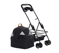 Poussette pour chat pour 2 chats, poussettes pour chiens de petite taille et moyenne, poussette pour chien avec porte-gobelet amovible, poussettes pour chien pliables avec 4 roues landau