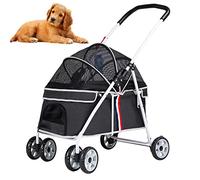 Poussette pour chats/chiens - Chariot de voyage pliable avec housse de pluie - Fonction pliable pratique - Idéal pour les petits chiens et chats - S'adapte parfaitement à vos amis à fourrure