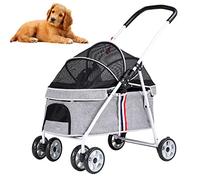 Poussette pour chats/chiens - Chariot de voyage pliable avec housse de pluie - Fonction pliable pratique - Idéal pour les petits chiens et chats - S'adapte parfaitement à vos amis à fourrure