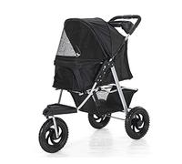 Poussette pour chien à 3 roues pour chats/chiens, poussette pliable en un clic, grandes roues, landau léger pour chien avec porte-gobelet d'eau, charge de 25 kg