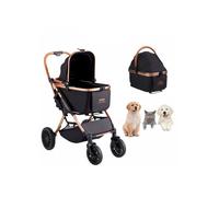 Poussette pour Chien Animaux de Compagnie 4 Roues Pivotantes avec Freins Capacité de Charge 30 kg Poussette Chat Support Amovible