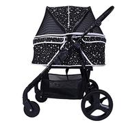 Poussette pour chien avec roues à suspension faciles à plier, rotatives à 360 degrés, 6 roues en acier EVA, poids maximum 30 kg, tissu PVC 600D, facile à assembler (noir) (noir)