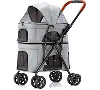 Poussette pour chien Buggy Premium Poussettes pour animaux de compagnie pour chiens chats Double couche Landau pour chien Poussette pour animaux de compagnie Poussette de voyage Chariot de transport