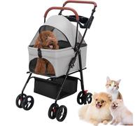Poussette pour chien Calager, poussette pour animaux de compagnie de petite taille, poussette pliable pour chat et chien à 4 roues, avec réglage multi-angle et hauteur de la poignée ajustable
