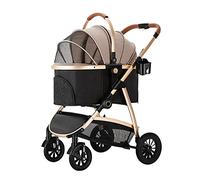 Poussette pour chien, chariot de promenade 3 en 1 pliable pour chiens de petite et moyenne taille, chats, voyage avec support amovible, pliable à une main, équipement pour animaux de compagnie (gris