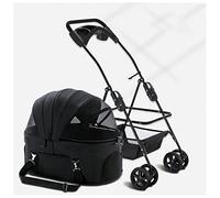 Poussette pour chien/chat de petite et moyenne taille - Poussette pour 2 chats - Poussette pour chien et chat - Poussette de voyage amovible avec porte-gobelet (Nero)