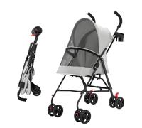 Poussette pour chien chat pliable,Les petits et chiens âgés,Jusqu'à 20 kg,Roues avec freins à 360°,Panier xxl,3 fenêtres,Porte-gobelet,Chariot pour chien