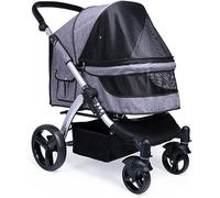 Poussette pour chien de grande taille - Poussette de voyage pour animal domestique - Poussette pour chien et chat - Landau pour deux chats - Poussette en tissu Oxford respirant - Alliage d'aluminium