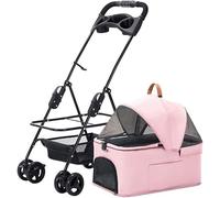 Poussette pour chien de taille moyenne, facile à plier d'une seule main, sans fermeture éclair, poussette pour animal domestique de qualité supérieure, poussette pour chien et chat avec chariot de t