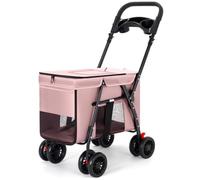 Poussette pour chien de taille moyenne, jusqu'à 44 lb | Pare-soleil tout terrain à roues pivotantes à 360°, organisateur de rangement, Oxford imperméable, pliage facile