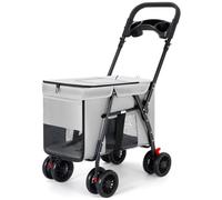 Poussette pour chien de taille moyenne, jusqu'à 44 lb | Pare-soleil tout terrain à roues pivotantes à 360°, organisateur de rangement, Oxford imperméable, pliage facile