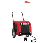 Poussette pour chien en tissu Oxford et fer - Remorque de vélo robuste pour chiens en rouge et noir - Idéal pour les propriétaires d'animaux actifs - Léger et durable