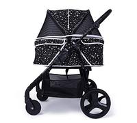Poussette pour chien et chat, facile à plier, pour charger 30 kg, matelas inclus, plusieurs animaux de compagnie, chariot à roulettes, poussette à roulettes multifonctionnelle pour chien (noir) (noi