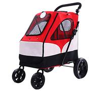 Poussette pour chien handicapé, poussette pour animaux de compagnie, chariot à quatre roues pliable pour chien, grand espace, portant 55 kg pour une utilisation sortante, suspension à 360 degrés (bl