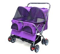 Poussette pour chien Housse de protection contre la pluie et le vent Landau pliable facile pour tissu Oxford 600D Poids maximum 60 kg Roues Porte-gobelets rotatifs à 360 degrés Panier de rangement (