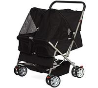Poussette pour chien Housse de protection contre la pluie et le vent Landau pliable facile pour tissu Oxford 600D Poids maximum 60 kg Roues Porte-gobelets rotatifs à 360 degrés Panier de rangement (