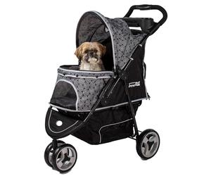 Poussette pour chien Innopet Allure Onyx - Design élégant - Roues pivotantes à 360° - Panier de rangement - Poussette pour animal compacte et pliable