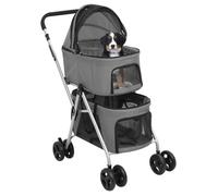 Poussette pour chien - mango - pliante - à 2 niveau -x Gris 83x48x97 cm A207