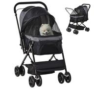 Pawhut Poussette pour chien – Acier – 76,5 x 52 x 95 cm – Noir