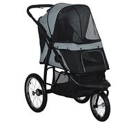 Poussette pour chien PawHut, poussette pour chat avec réflecteurs, poussette pliante pour chien avec panier de rangement, protection solaire, fenêtre en filet, trolley pour petits et moyens chiens,