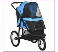 Poussette pour chien - PawHut - Tout-terrain, pliable, auvent solaire, réflecteurs, panier - Bleu