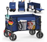 poussette pour chien pliable 100kg frein poche latérale hayon porte-bouteille petit 130l léger bleu petite taille de rangement poignée télescopique