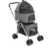 Poussette pour chien pliante à 2 niveaux Gris 83x48x97 cm gris G