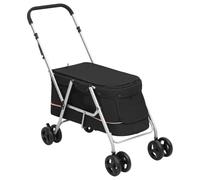 Poussette pour chien pliante Noir 100x49x96 cm Tissu de lin