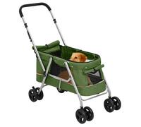Poussette pour chien pliante - vidaXL - Vert - 100x49x96 cm - Tissu de lin - Pliable - Capacité 15 kg - Toit ouvrant