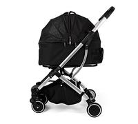 Poussette pour chien pour chiens de taille moyenne et petite, poussette pour chats et chiots, poussette pour chien pliable à quatre roues, berceau amovible, poussette double (noir) (noir)