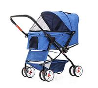 Poussette pour chien pour chiens de taille moyenne, facile à plier d'une seule main, 4 roues pour petits chiens, poignée de poussée réversible, poussette pour animal domestique, poussette pour chien
