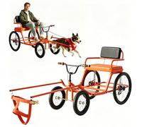 Poussette pour chien pour tirer par les gens, 4 roues pour grands chiens, avec accoudoirs, siège orange confortable, frein à main, chariot stable, montage facile