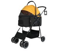 Poussette pour Chien Poussette for Animaux De Compagnie, Poussette De Sortie for Chat, Légère, Pliable, Détachable, De Petite Et Moyenne Taille Poussette pour Animaux de Compagnie(Yellow,A)