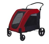 Poussette pour Chien Poussette for Animaux De Compagnie Pratique Et Simple Poussette for Chien Pliable Matériau Léger Chat Et Chien Moyen Et Grand Poussette pour Animaux de Compagnie(Red)