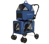 Poussette pour Chien Poussette for Animaux De Compagnie Pratique Et Simple Poussette for Chien Pliable Matériau Léger Chat Et Chien Moyen Et Grand Poussette pour Animaux de Compagnie(Blue)