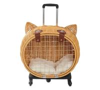 Poussette Pour Chien | Poussette Mignonne en Rotin Pour Chiot et Transport Pour Chat | Chariot Rétro à Poignée Télescopique Pour Animaux Moyens | Promenades Quotidiennes, Courses, Voyage,