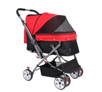 Poussette pour Chien Poussette Pliable À Quatre Roues for Grands Chiens Et Chats, Fournitures De en Plein Air for Animaux De Compagnie Poussette pour Animaux de Compagnie(Red,B)